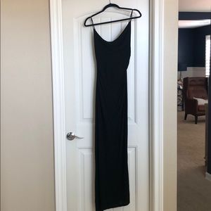 Black long spaghetti strap dress